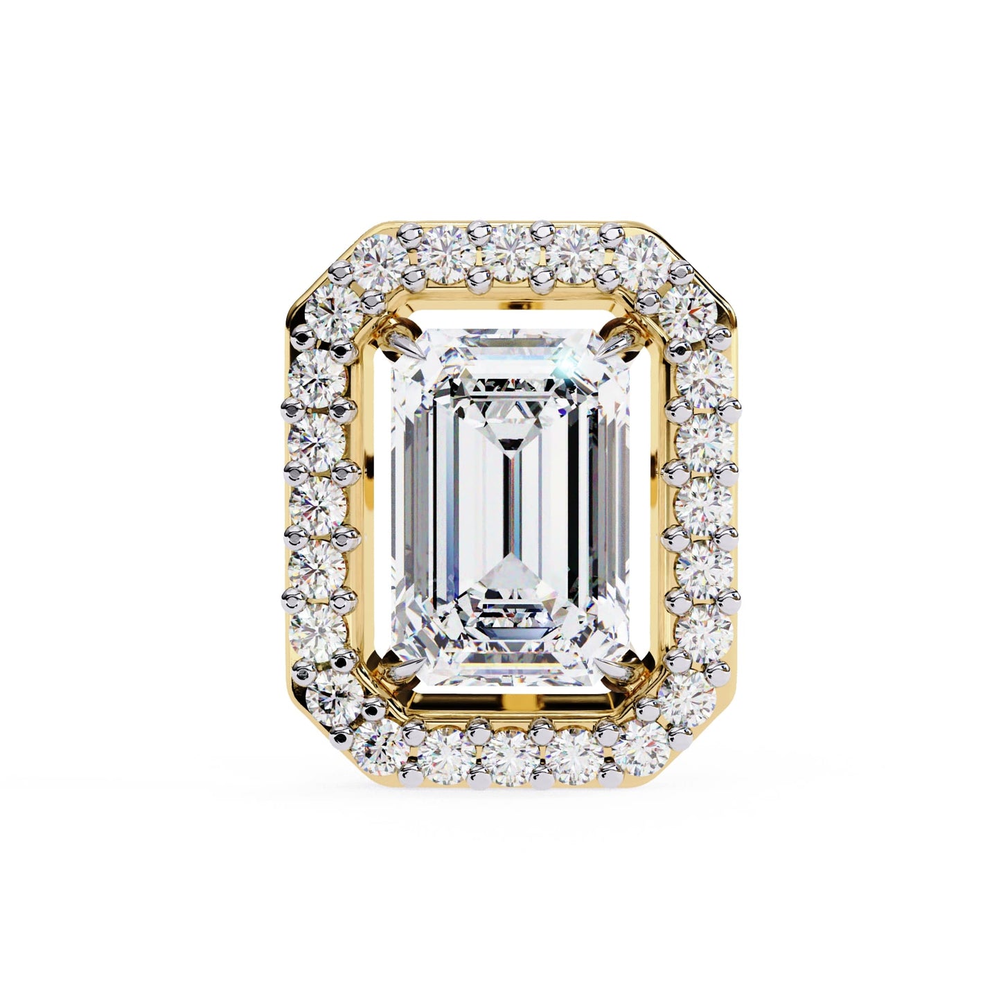 Halo Emerald Lab Diamond Stud Earrings