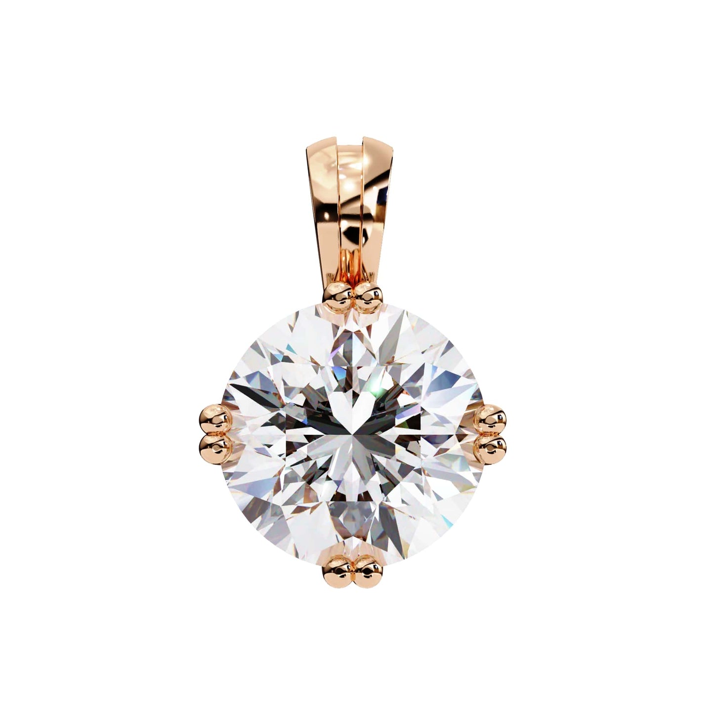 Double Prong Round Lab Grown Diamond  Pendant