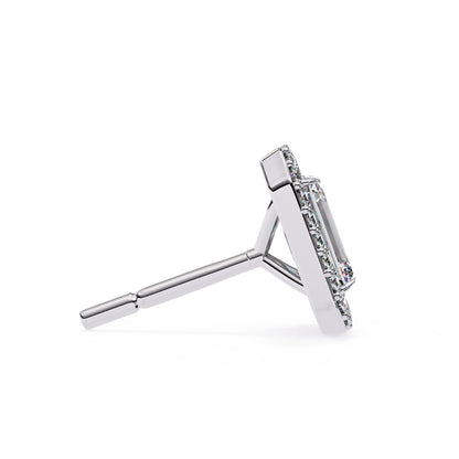 Halo Emerald Lab Diamond Stud Earrings