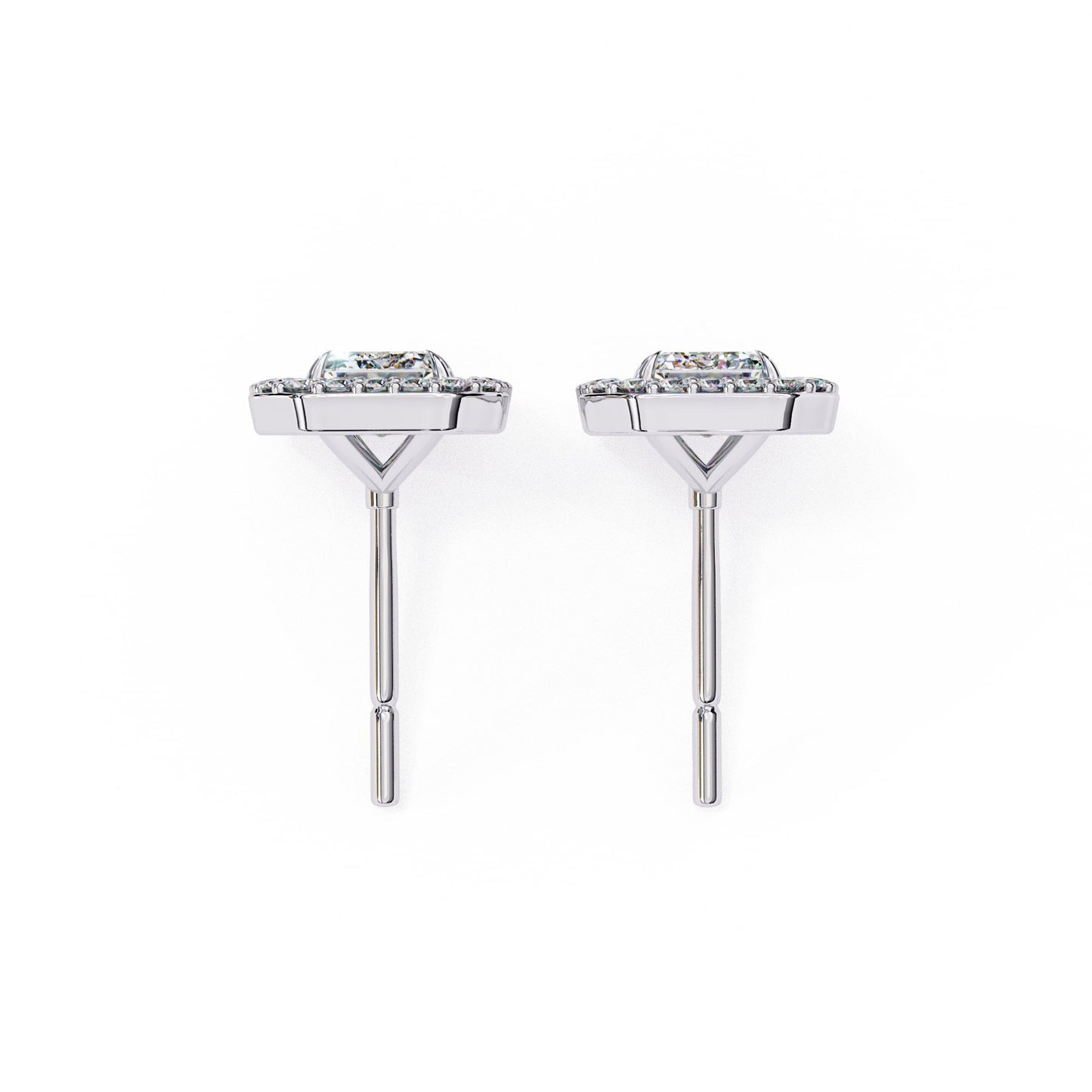 Halo Emerald Lab Diamond Stud Earrings