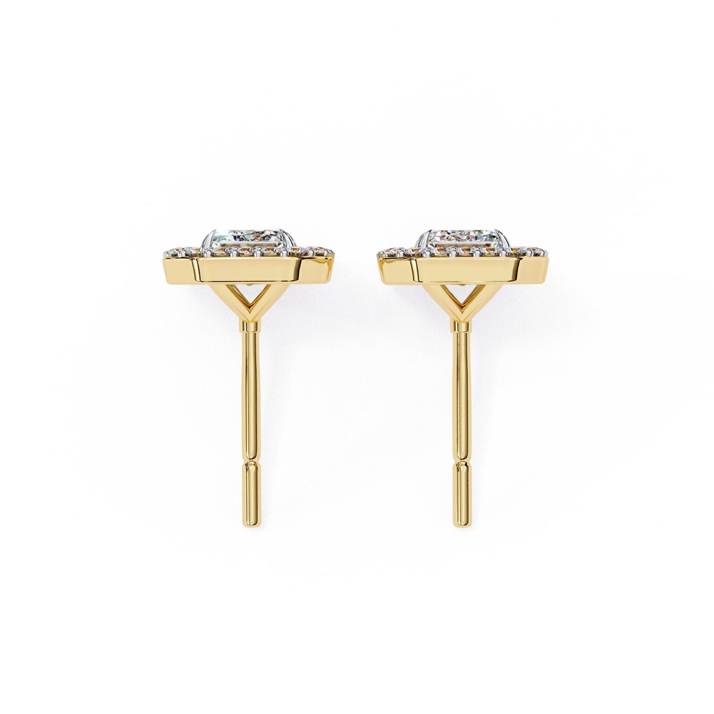 Halo Emerald Lab Diamond Stud Earrings
