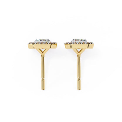 Halo Emerald Lab Diamond Stud Earrings