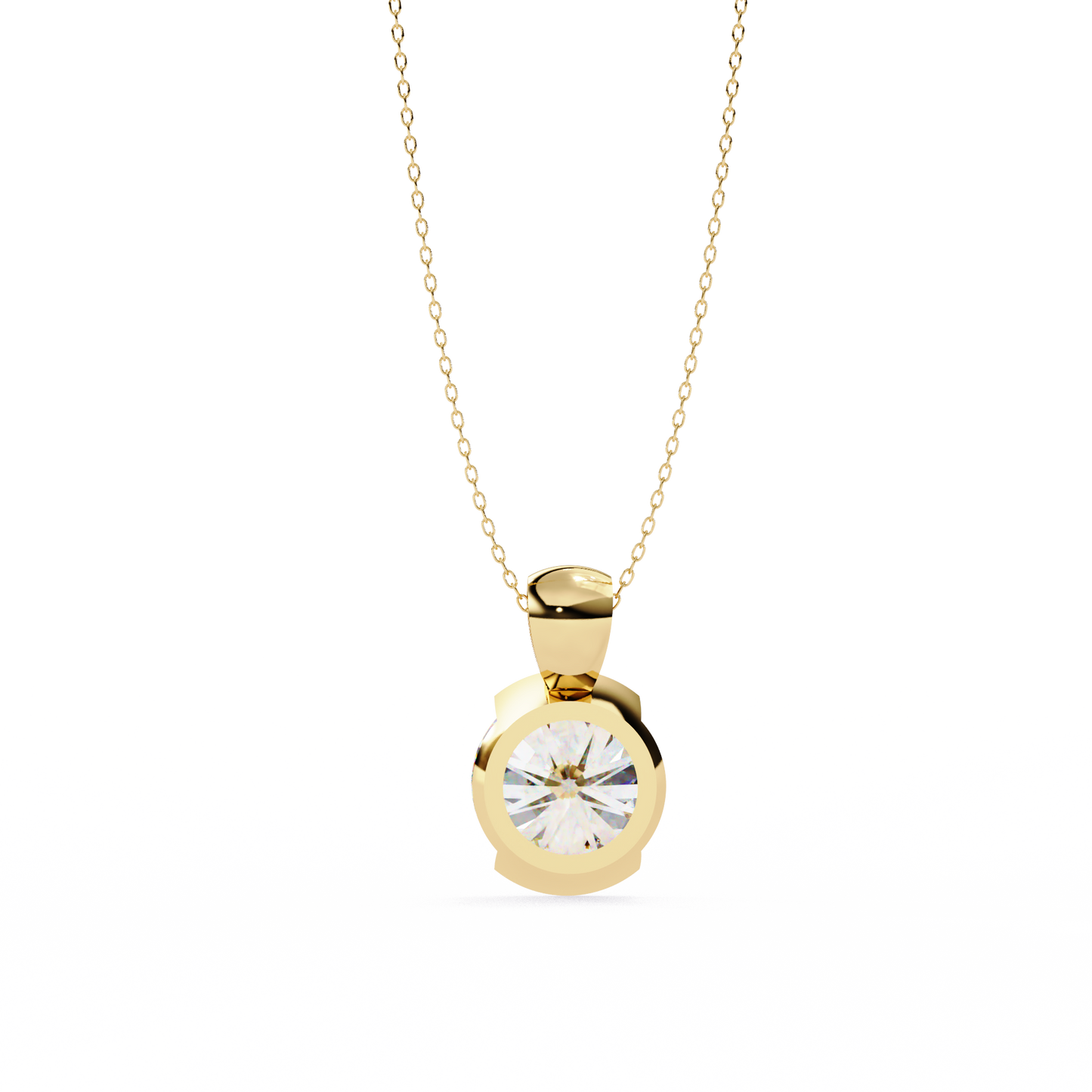 Round Lab Grown Diamond Half Bezel Pendant
