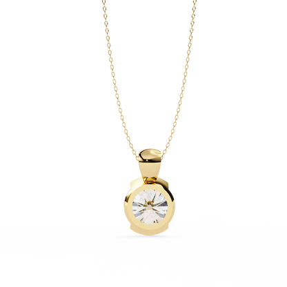 Round Lab Grown Diamond Half Bezel Pendant