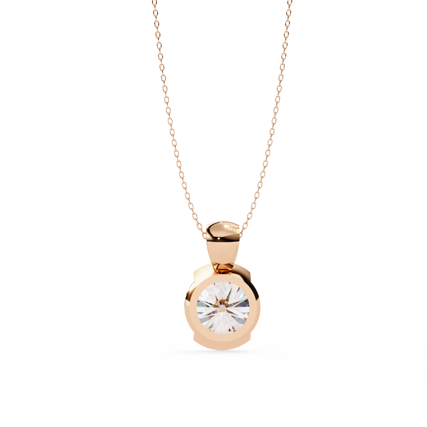 Round Lab Grown Diamond Half Bezel Pendant