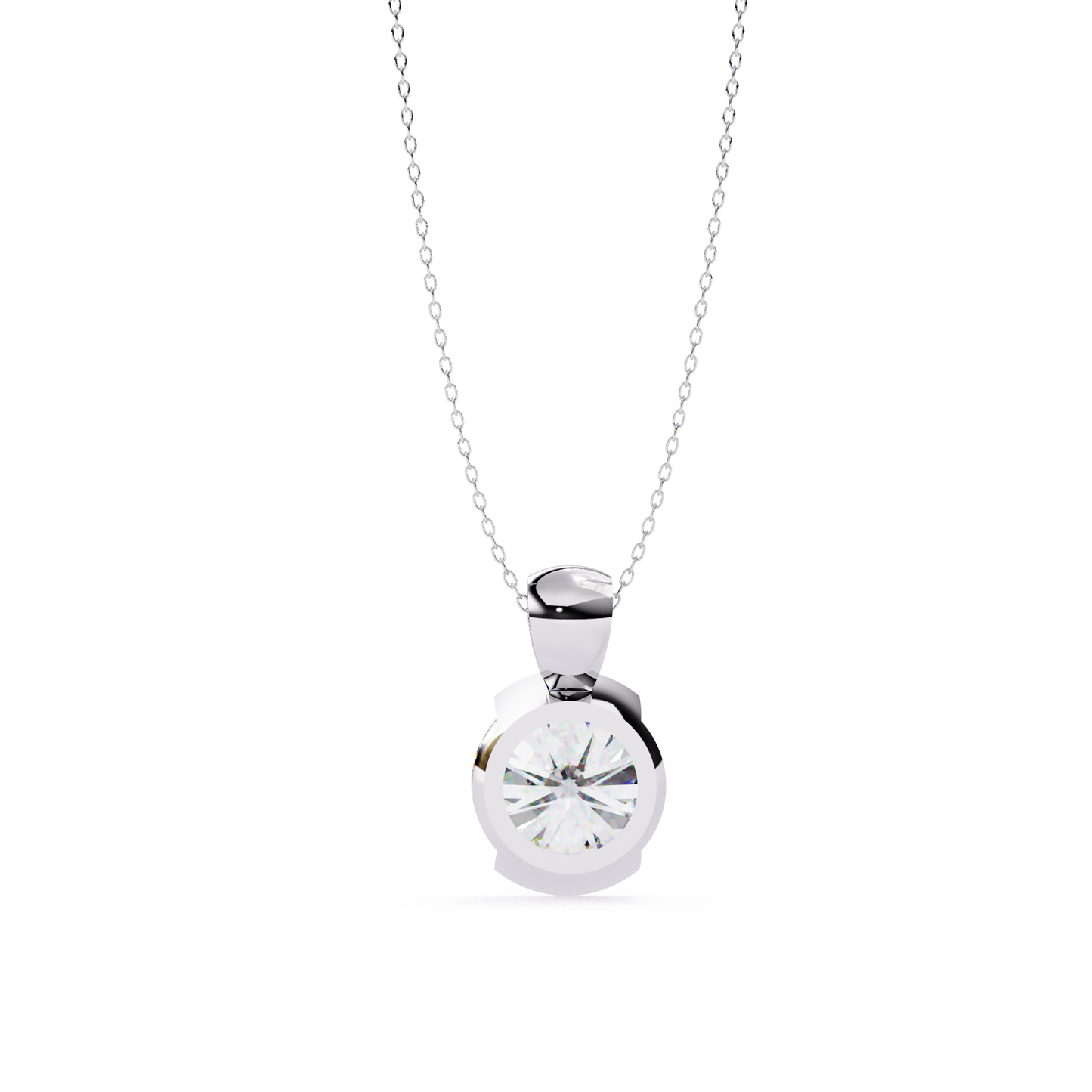 Round Lab Grown Diamond Half Bezel Pendant