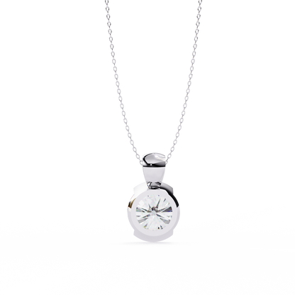 Round Lab Grown Diamond Half Bezel Pendant