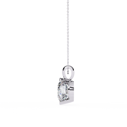 Round Lab Grown Diamond Half Bezel Pendant