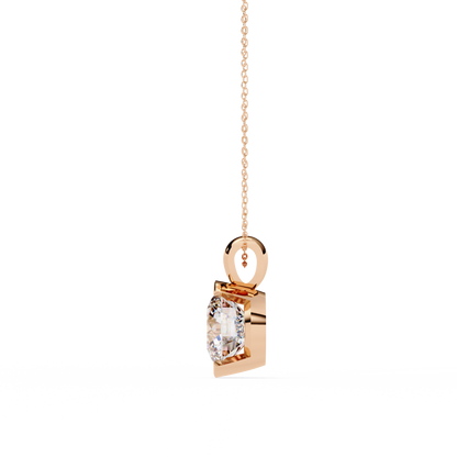 Round Lab Grown Diamond Half Bezel Pendant