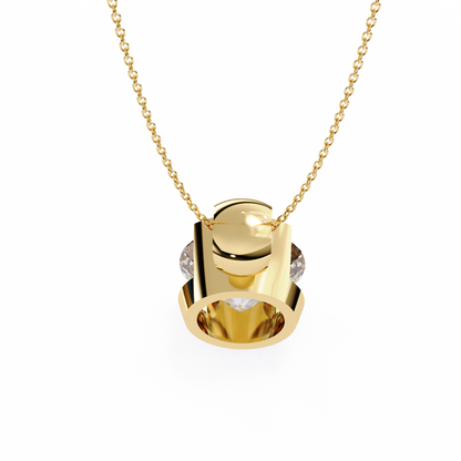 Round Lab Grown Diamond Half Bezel Pendant