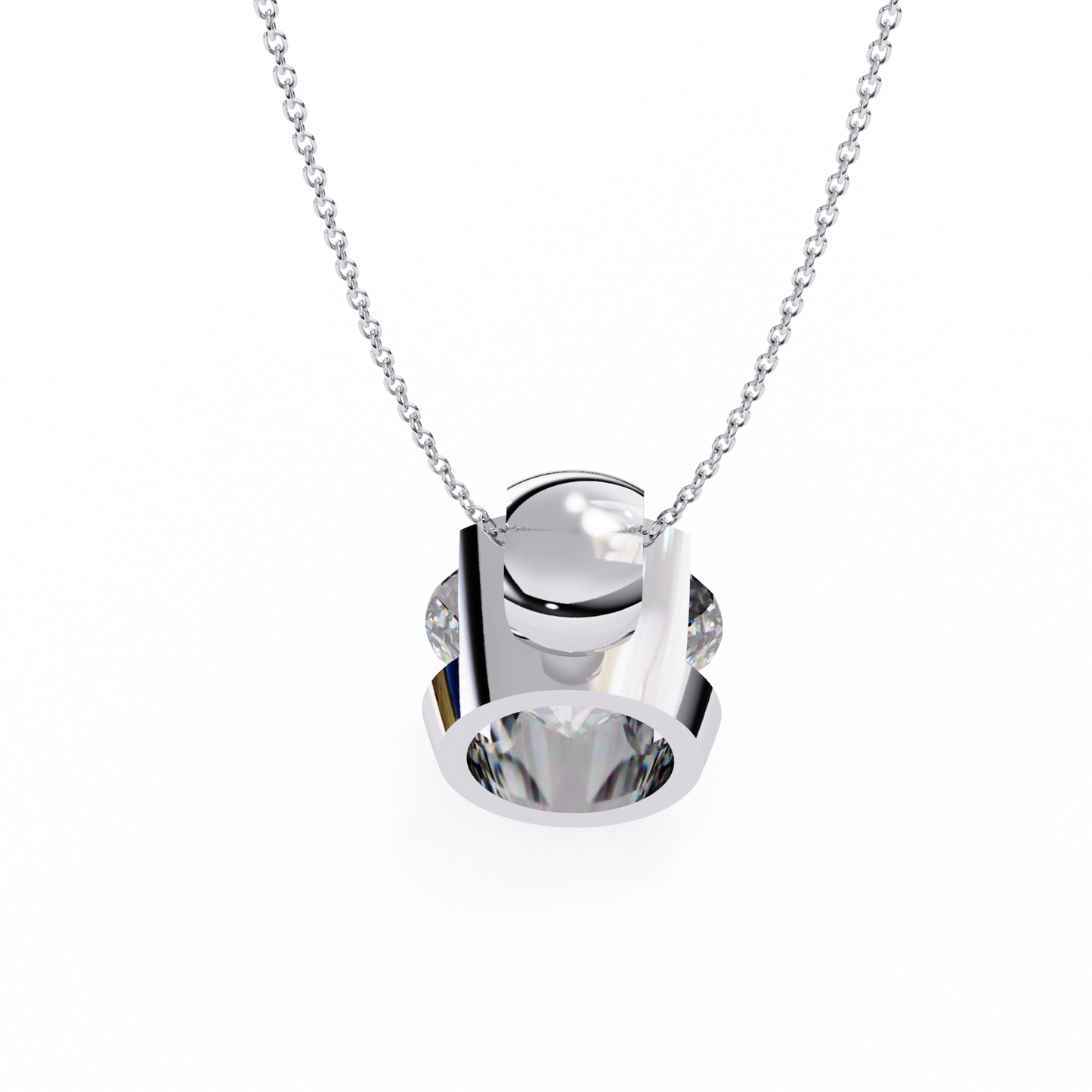 Round Lab Grown Diamond Half Bezel Pendant