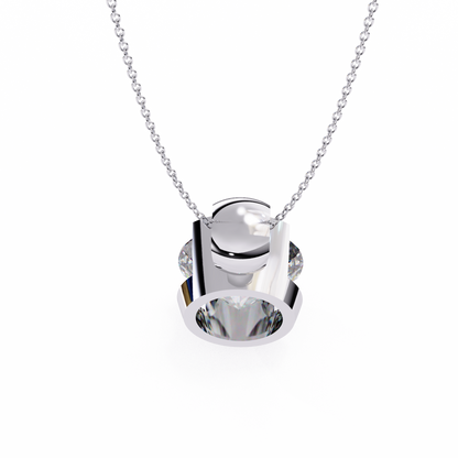 Round Lab Grown Diamond Half Bezel Pendant