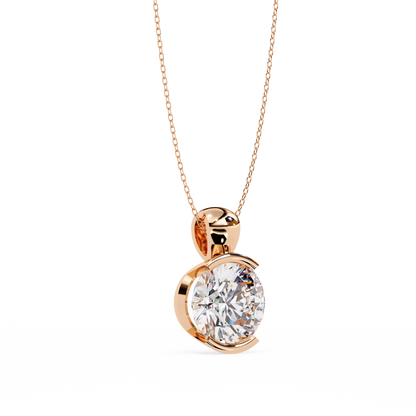 Round Lab Grown Diamond Half Bezel Pendant