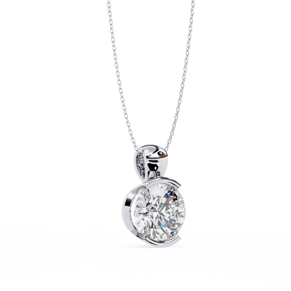 Round Lab Grown Diamond Half Bezel Pendant
