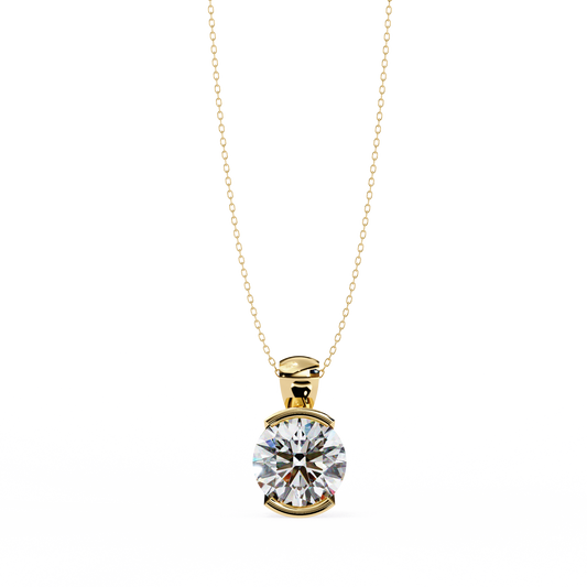 Round Lab Grown Diamond Half Bezel Pendant
