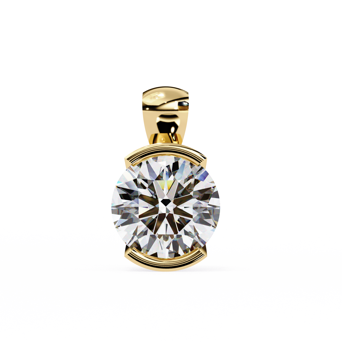 Round Lab Grown Diamond Half Bezel Pendant