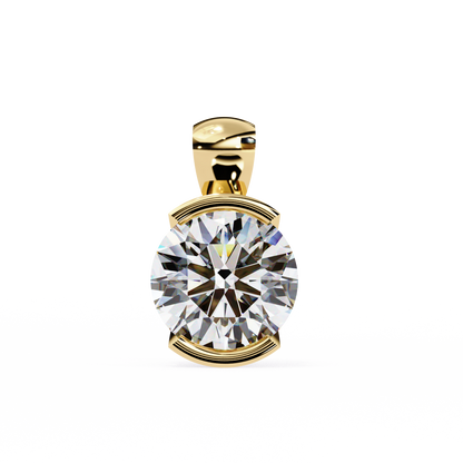 Round Lab Grown Diamond Half Bezel Pendant