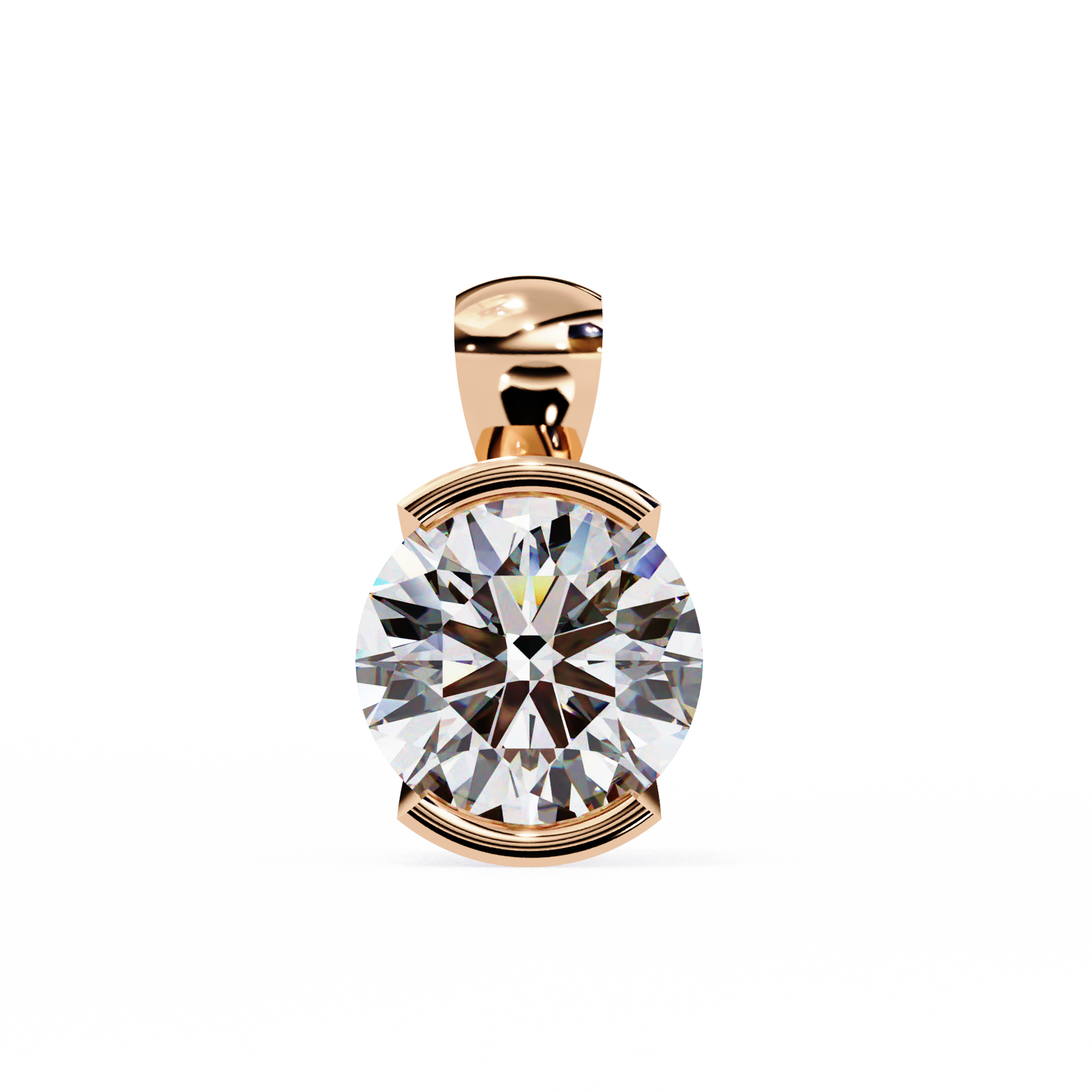 Round Lab Grown Diamond Half Bezel Pendant