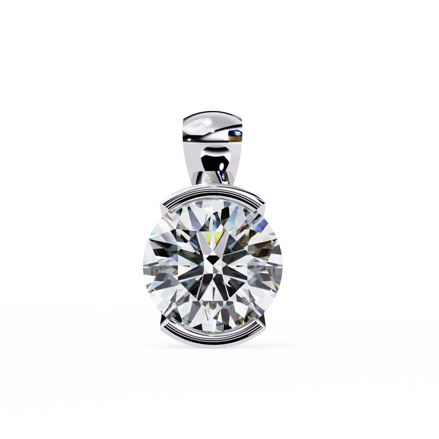 Round Lab Grown Diamond Half Bezel Pendant