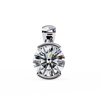 Round Lab Grown Diamond Half Bezel Pendant