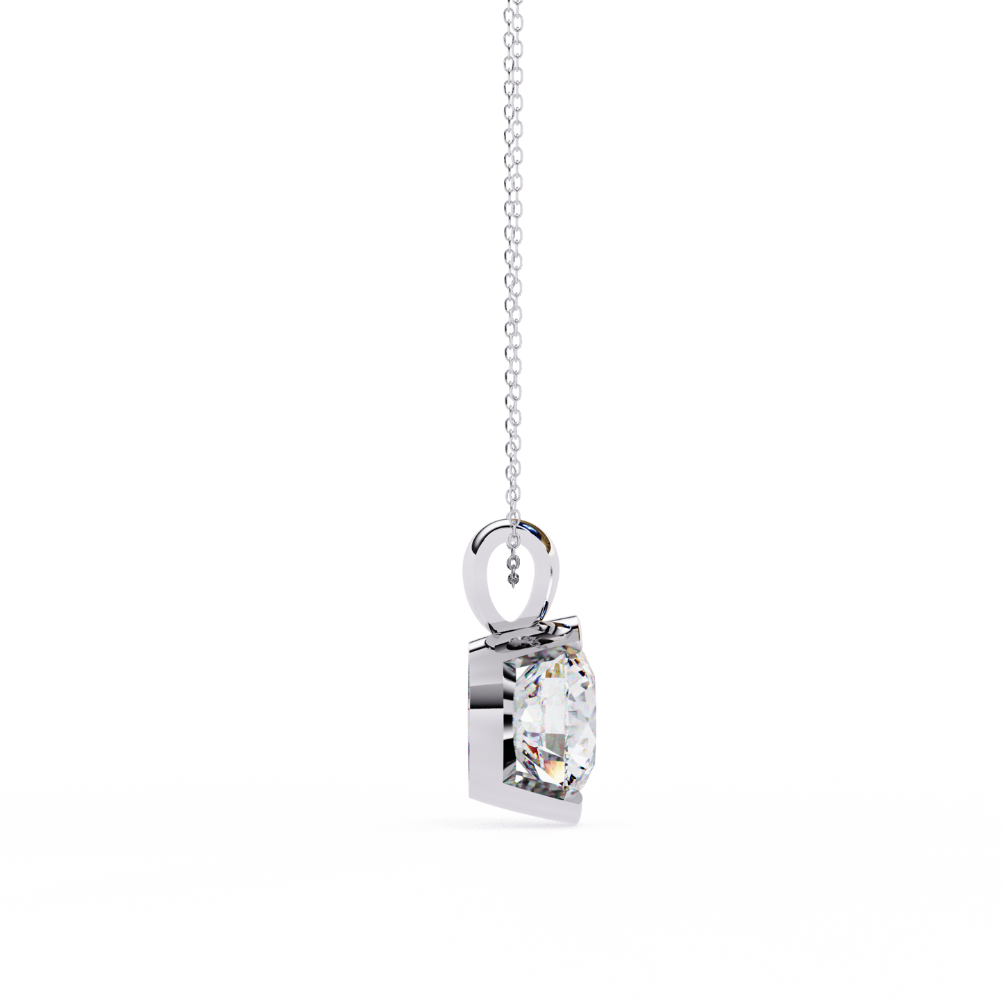 Round Lab Grown Diamond Half Bezel Pendant