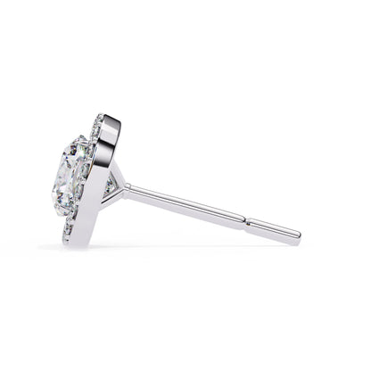 Halo Cushion Lab Grown Diamond Stud Earrings