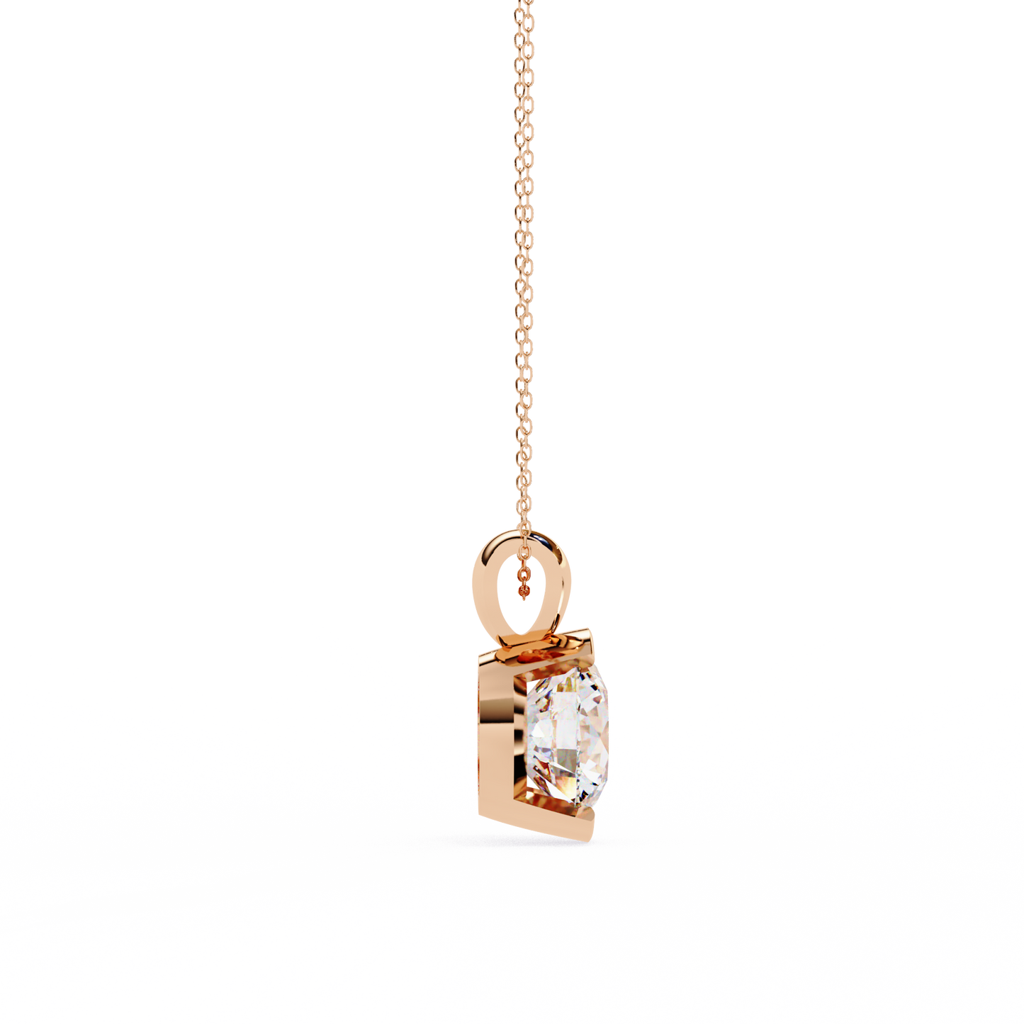 Round Lab Grown Diamond Half Bezel Pendant
