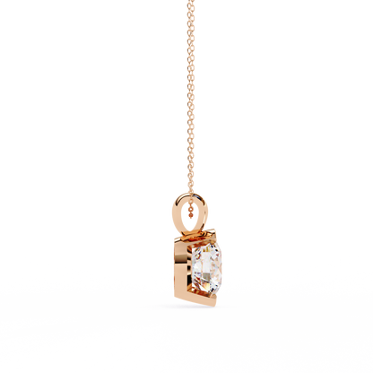 Round Lab Grown Diamond Half Bezel Pendant
