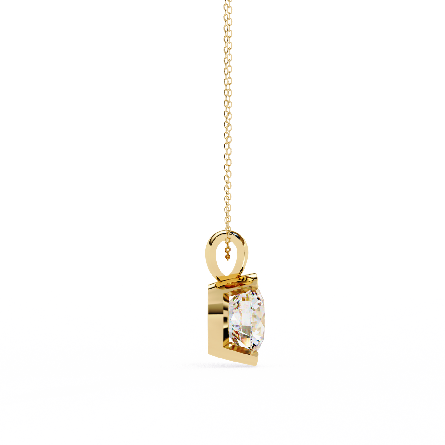 Round Lab Grown Diamond Half Bezel Pendant