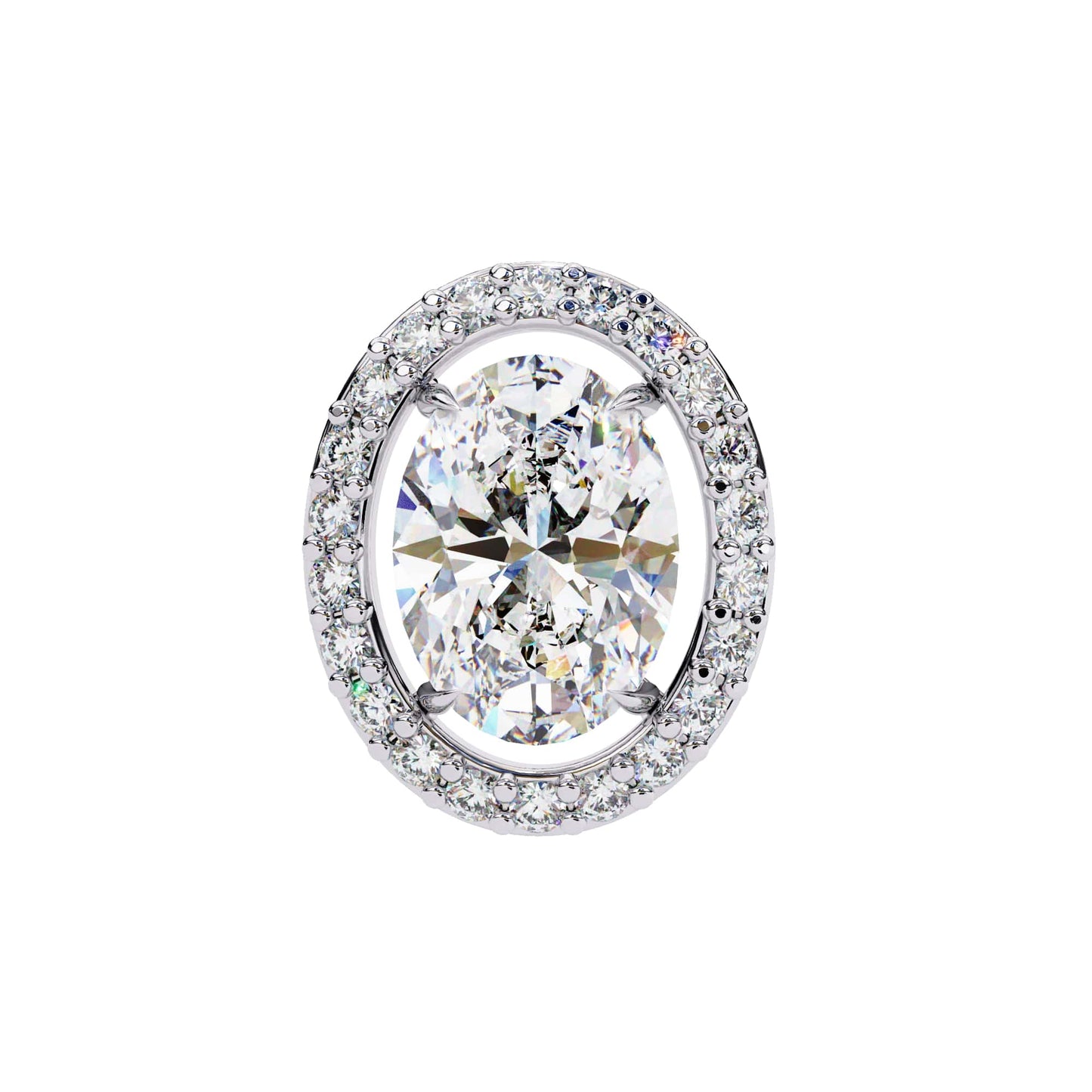 Lab Grown Oval Diamond Halo Stud Earrings