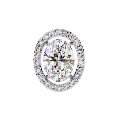 Lab Grown Oval Diamond Halo Stud Earrings