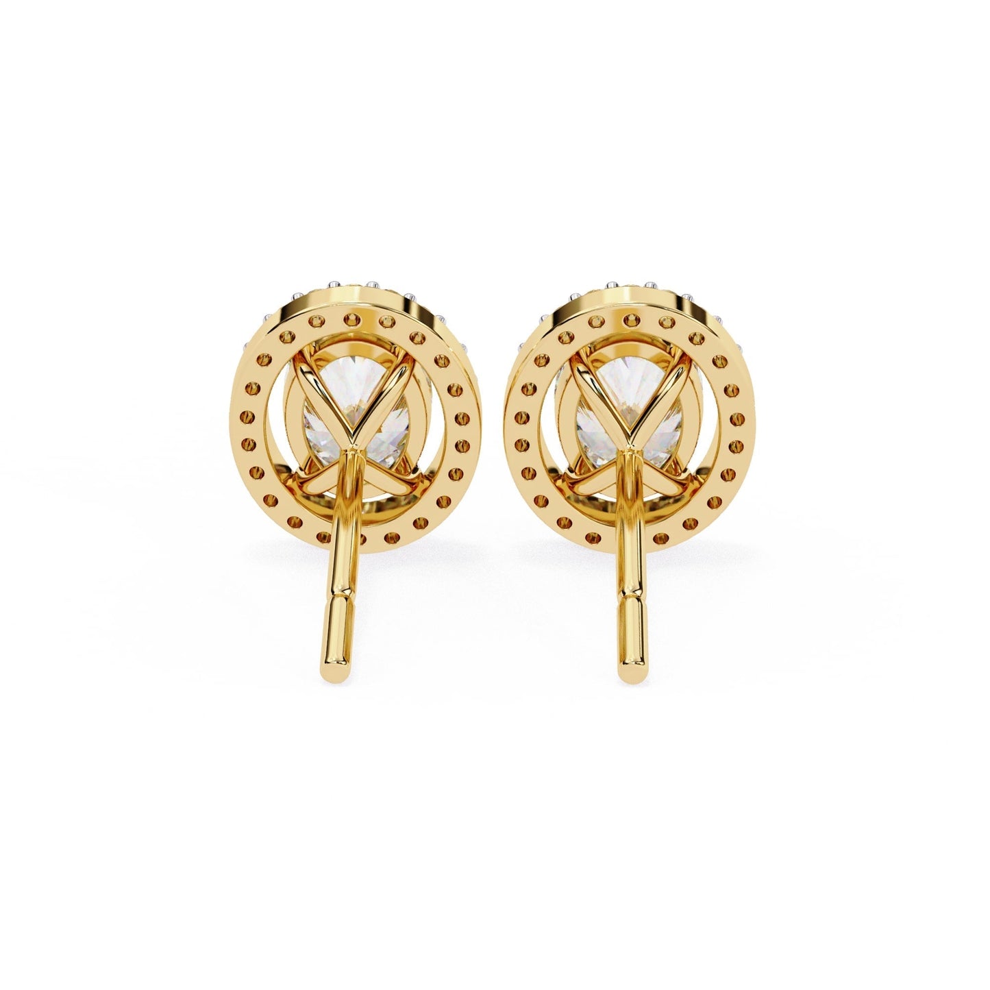 Lab Grown Oval Diamond Halo Stud Earrings