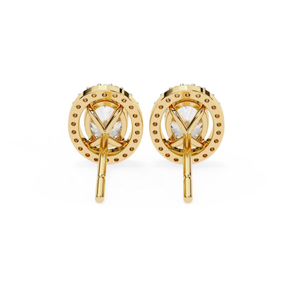 Lab Grown Oval Diamond Halo Stud Earrings
