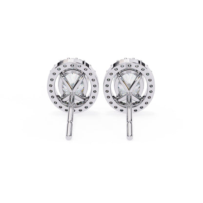 Lab Grown Oval Diamond Halo Stud Earrings