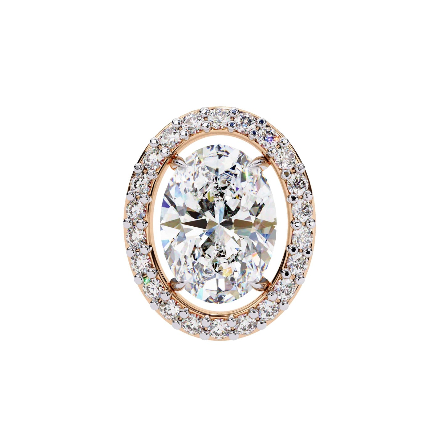 Lab Grown Oval Diamond Halo Stud Earrings