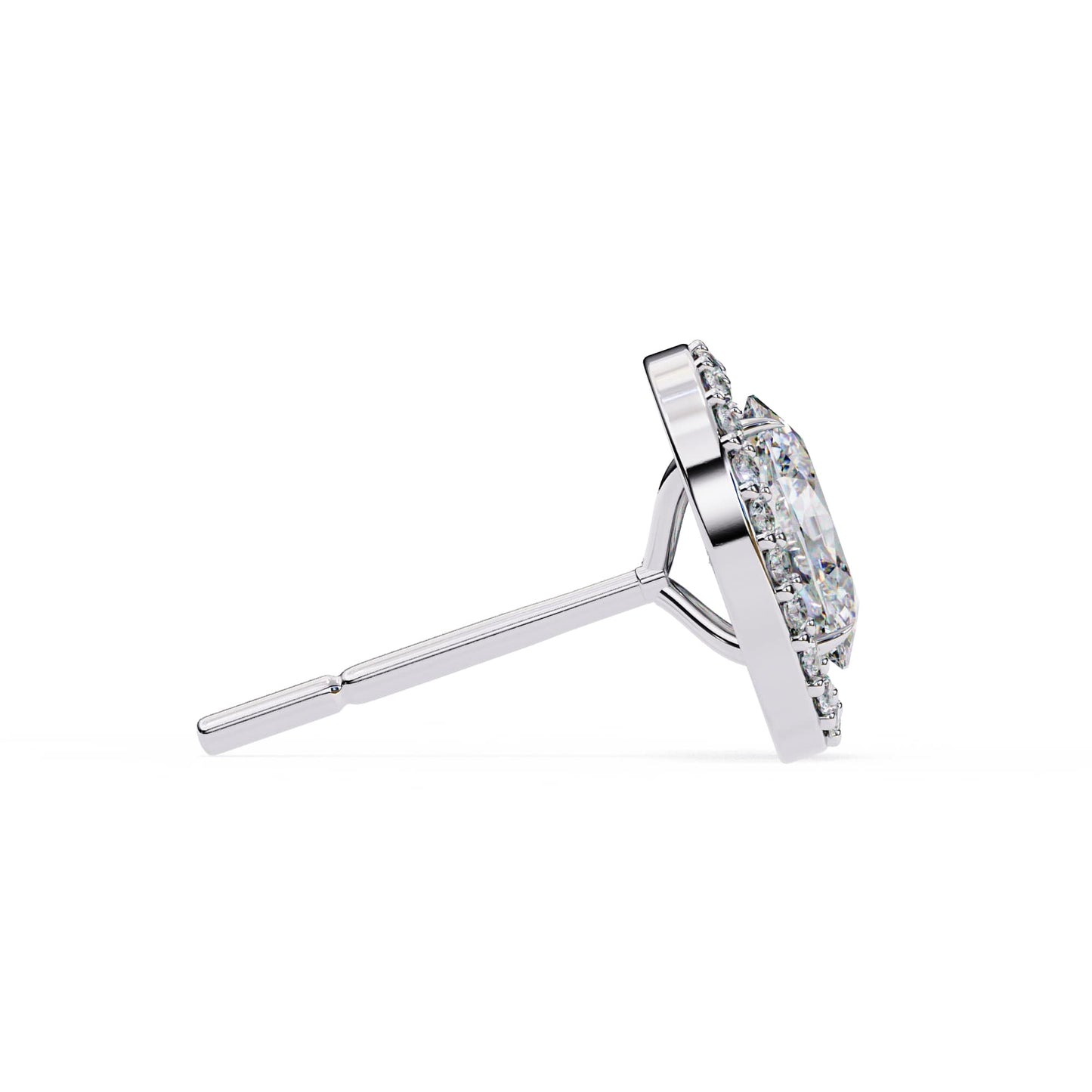 Lab Grown Oval Diamond Halo Stud Earrings