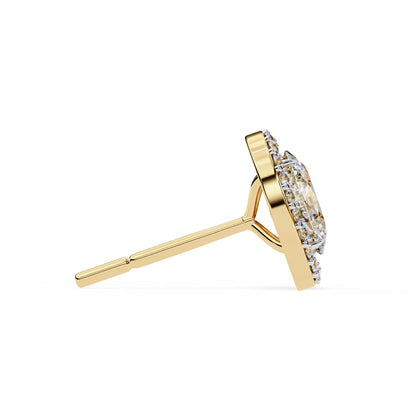 Lab Grown Oval Diamond Halo Stud Earrings