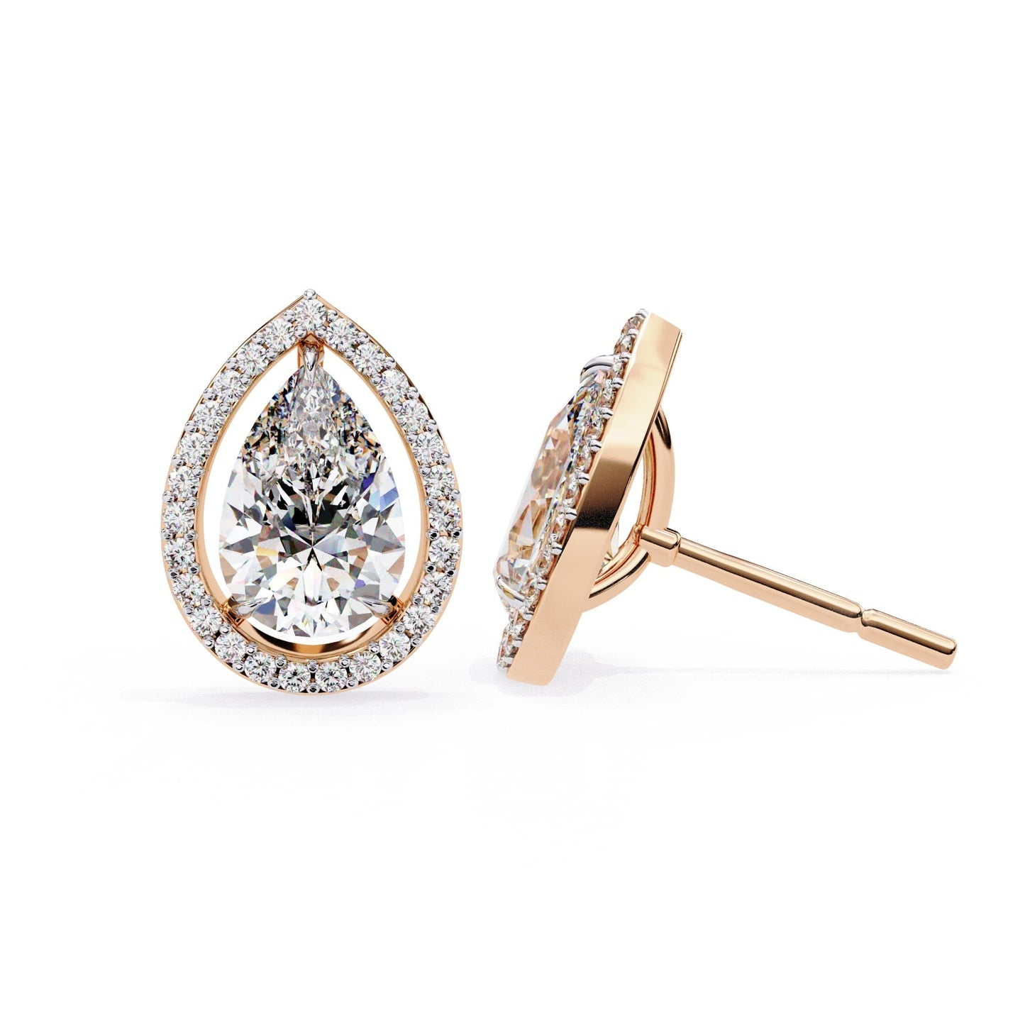 Pear Halo Stud Earrings