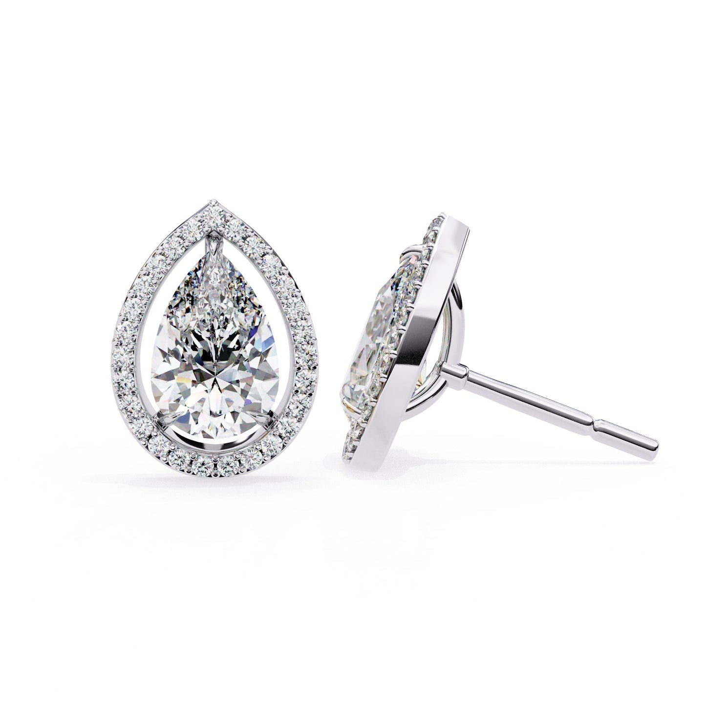 Pear Halo Stud Earrings