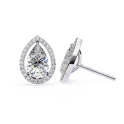 Pear Halo Stud Earrings