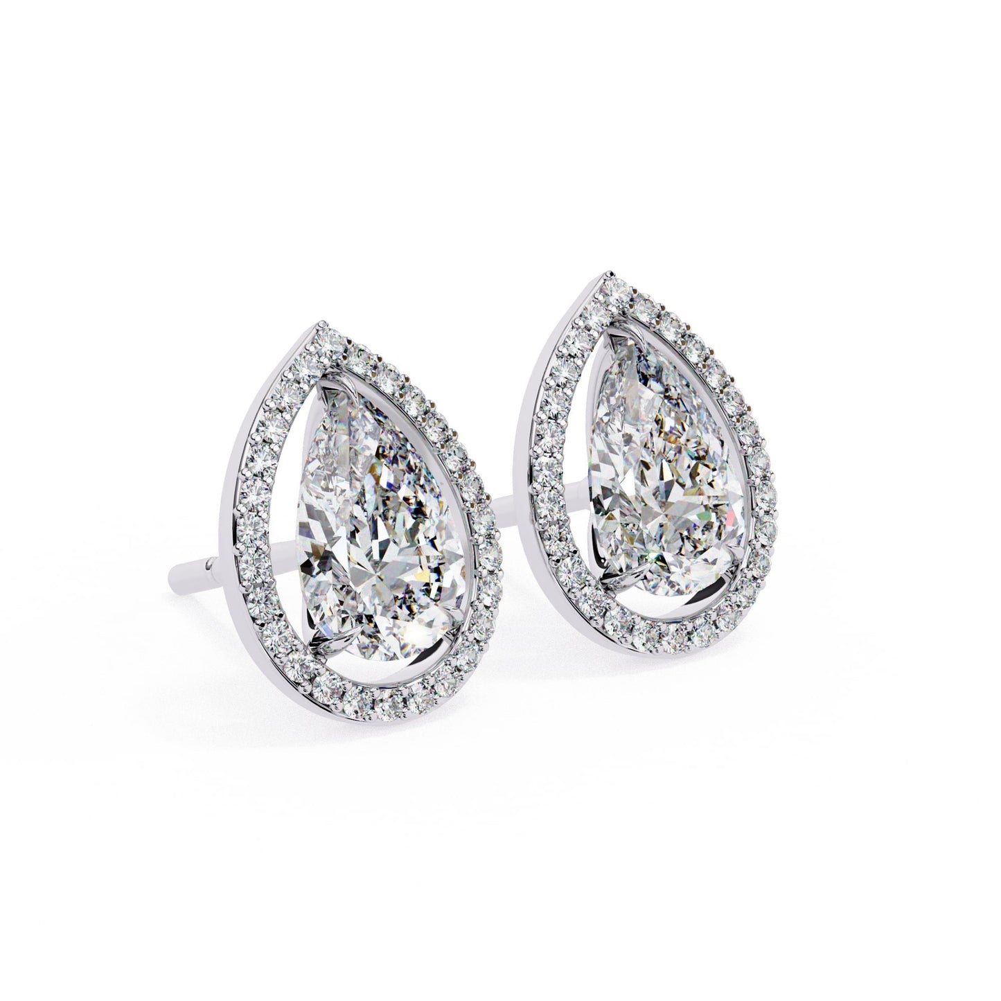 Pear Halo Stud Earrings