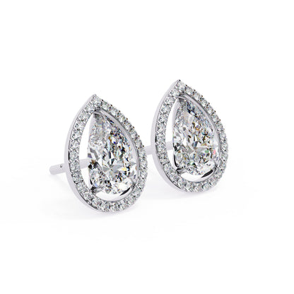 Pear Halo Stud Earrings