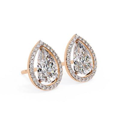 Pear Halo Stud Earrings