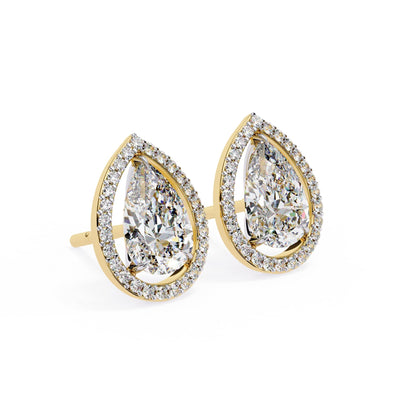 Pear Halo Stud Earrings
