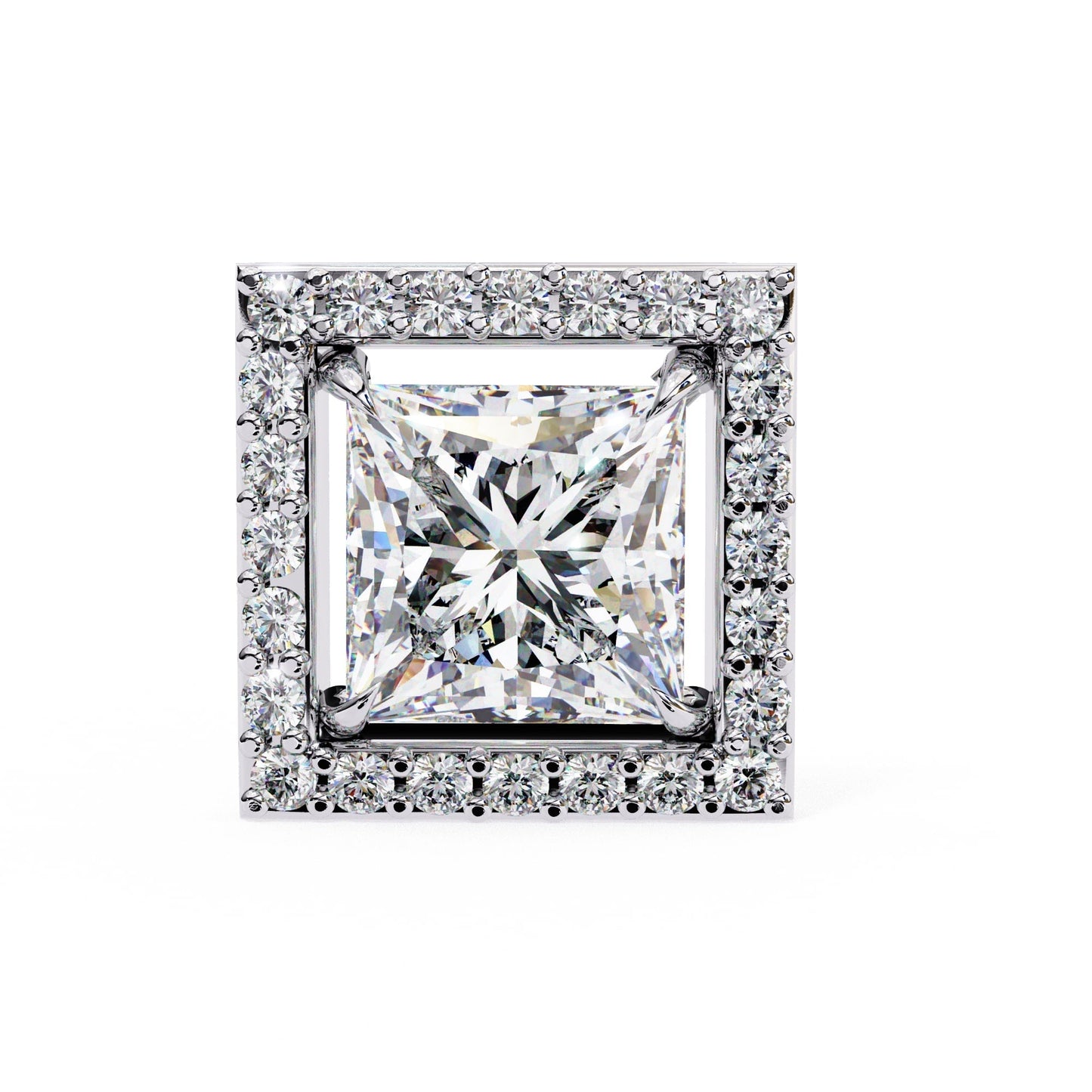 Princess Cut Lab Diamond Halo Stud Earrings