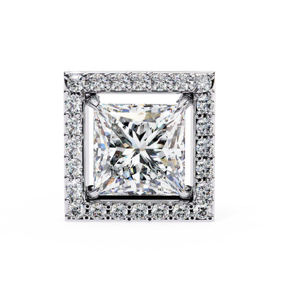 Princess Cut Lab Diamond Halo Stud Earrings
