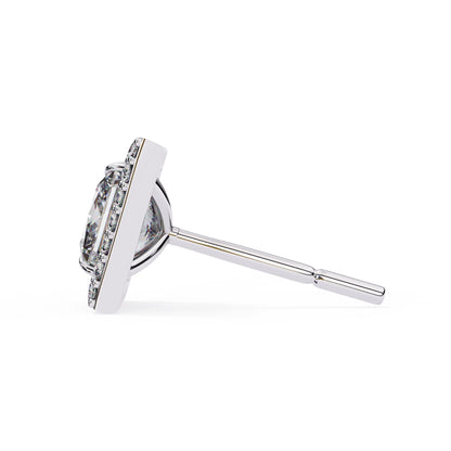 Princess Cut Lab Diamond Halo Stud Earrings