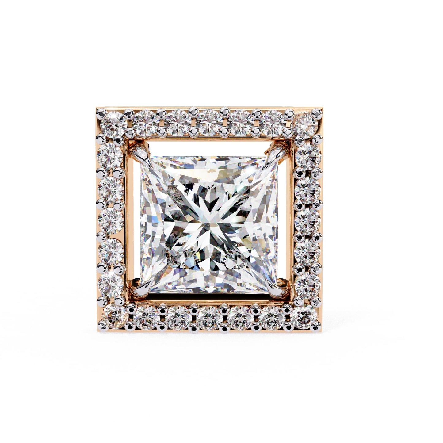 Princess Cut Lab Diamond Halo Stud Earrings
