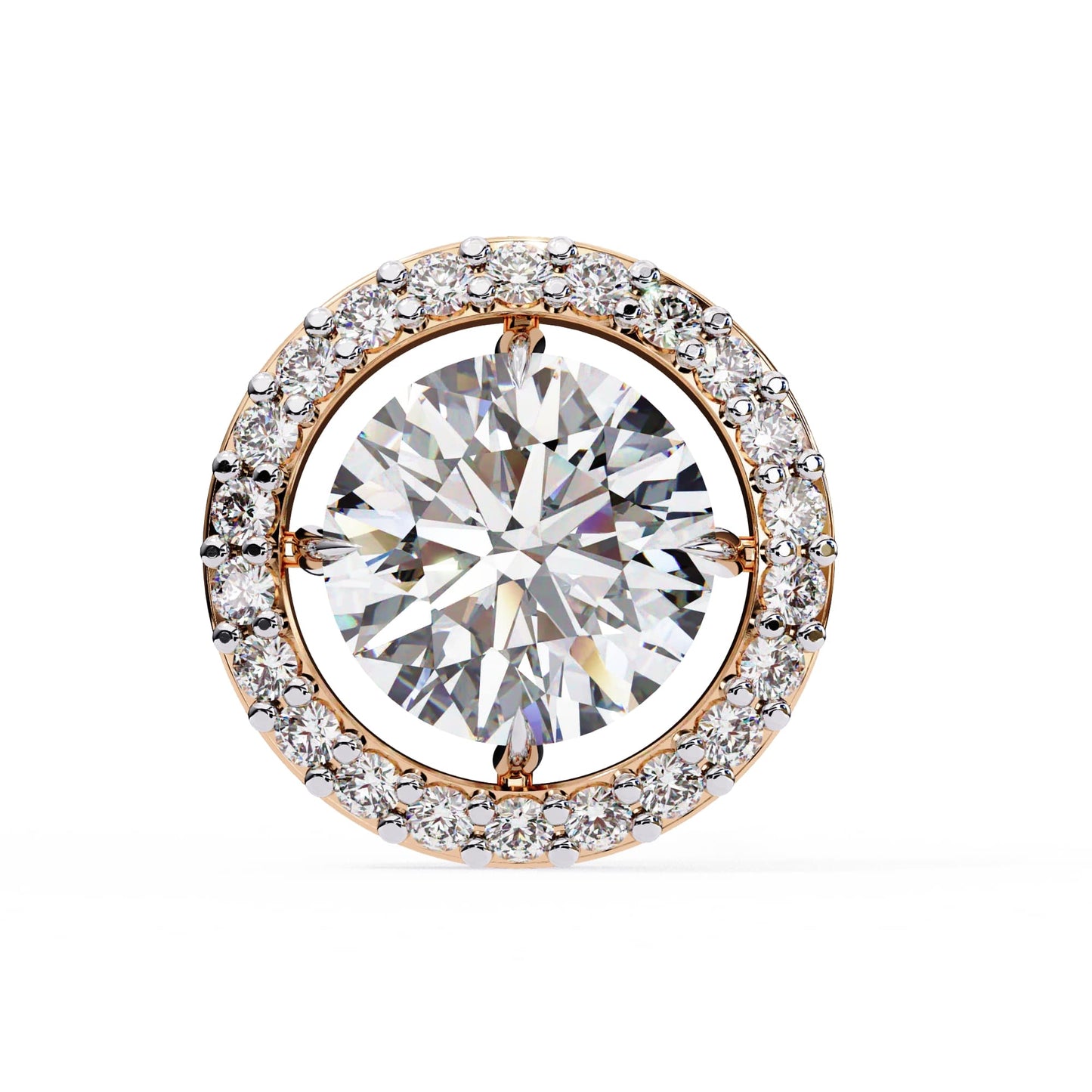 Round Cut Halo Diamond Stud Earrings