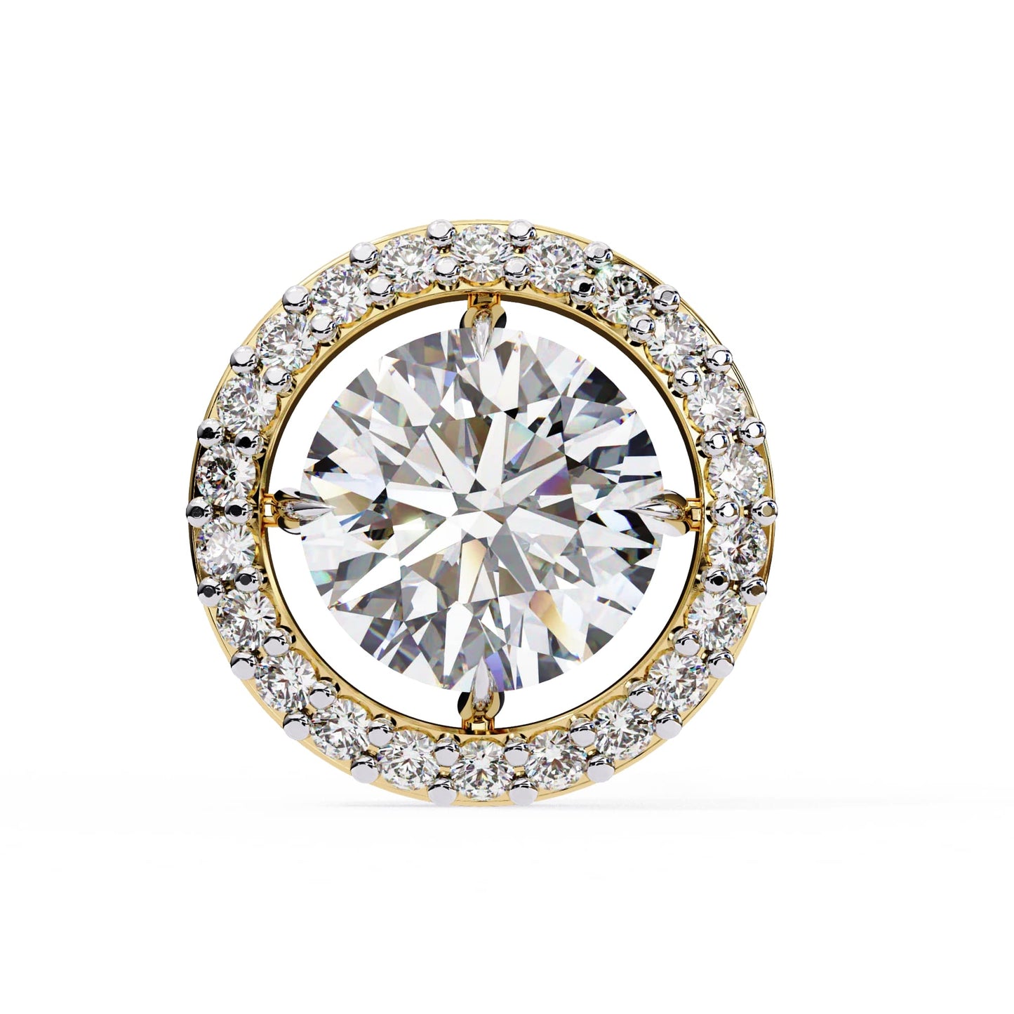 Round Cut Halo Diamond Stud Earrings